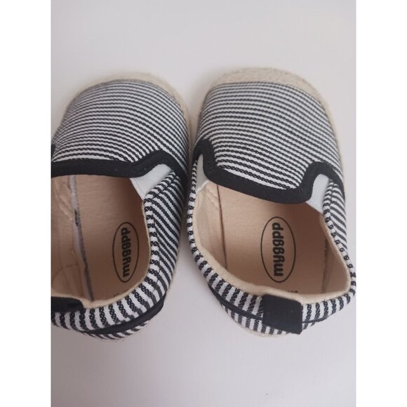 ddBBRw Black Striped Beige Slip-On Infant Girl Shoe Size 12-18mths - Picture 4 of 9